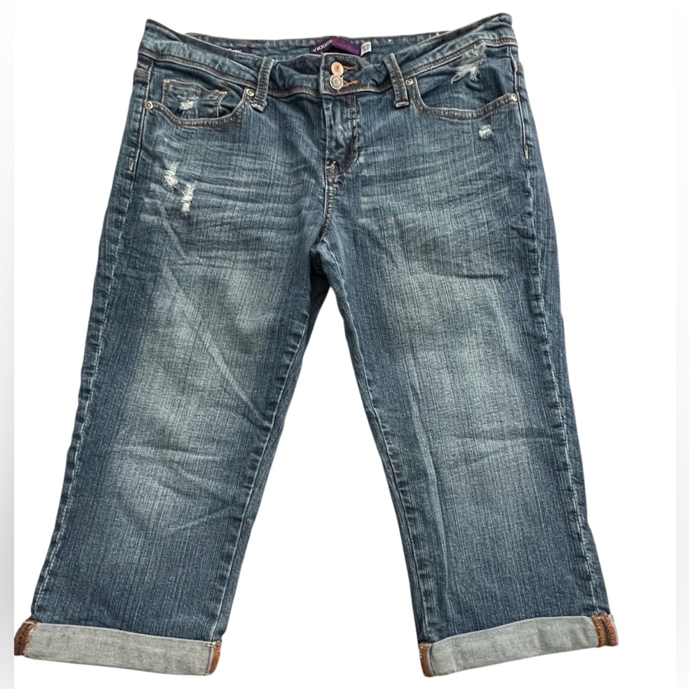 Vigoss Distressed Blue Denim Cropped Jeans, Size 9/10